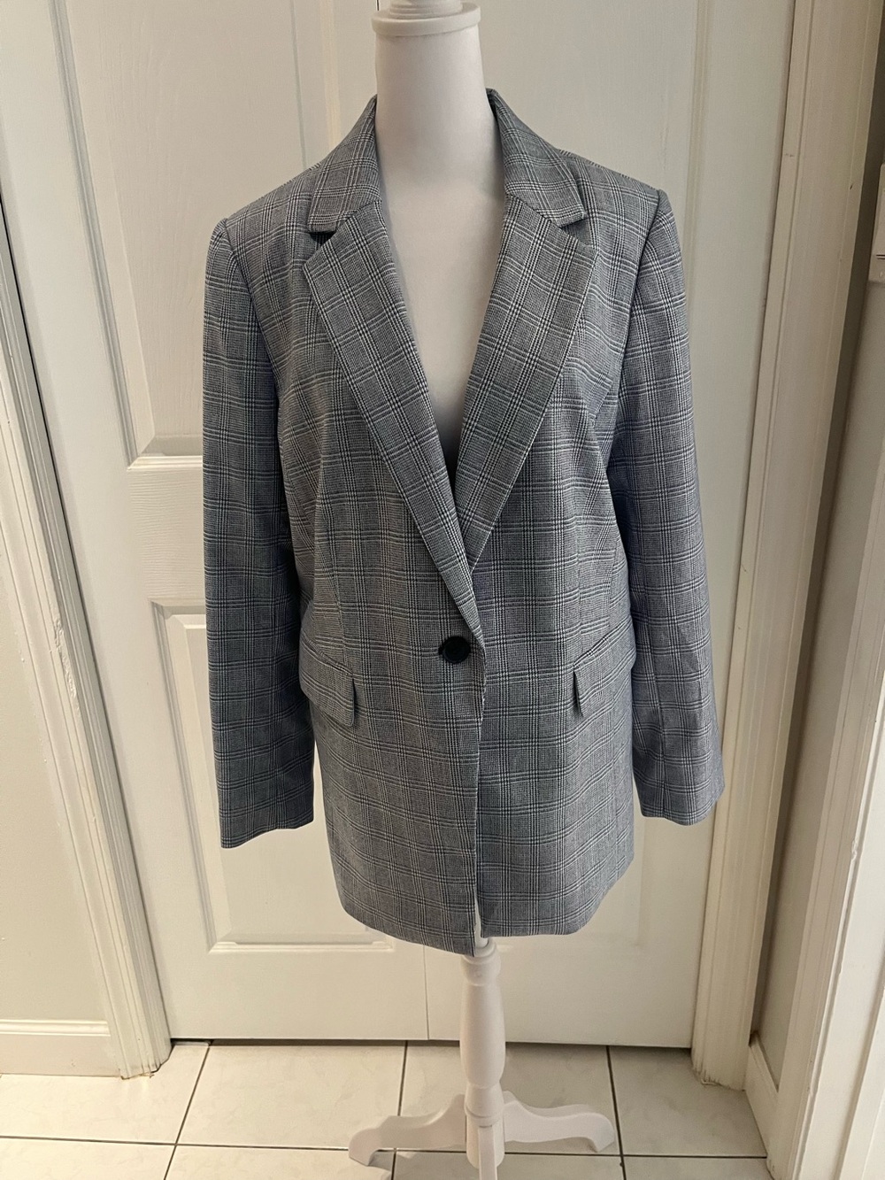 Talbots Blue Glen Plaid Single-Button Blazer